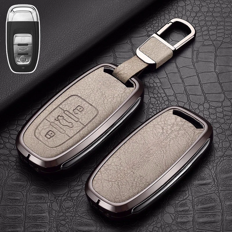 Funda de cuero para llave de coche de aleación de zinc para Audi A3 A4 S4 A5 A6 A7 A8 S6 Q5 TT RS Foto 3 de 4
