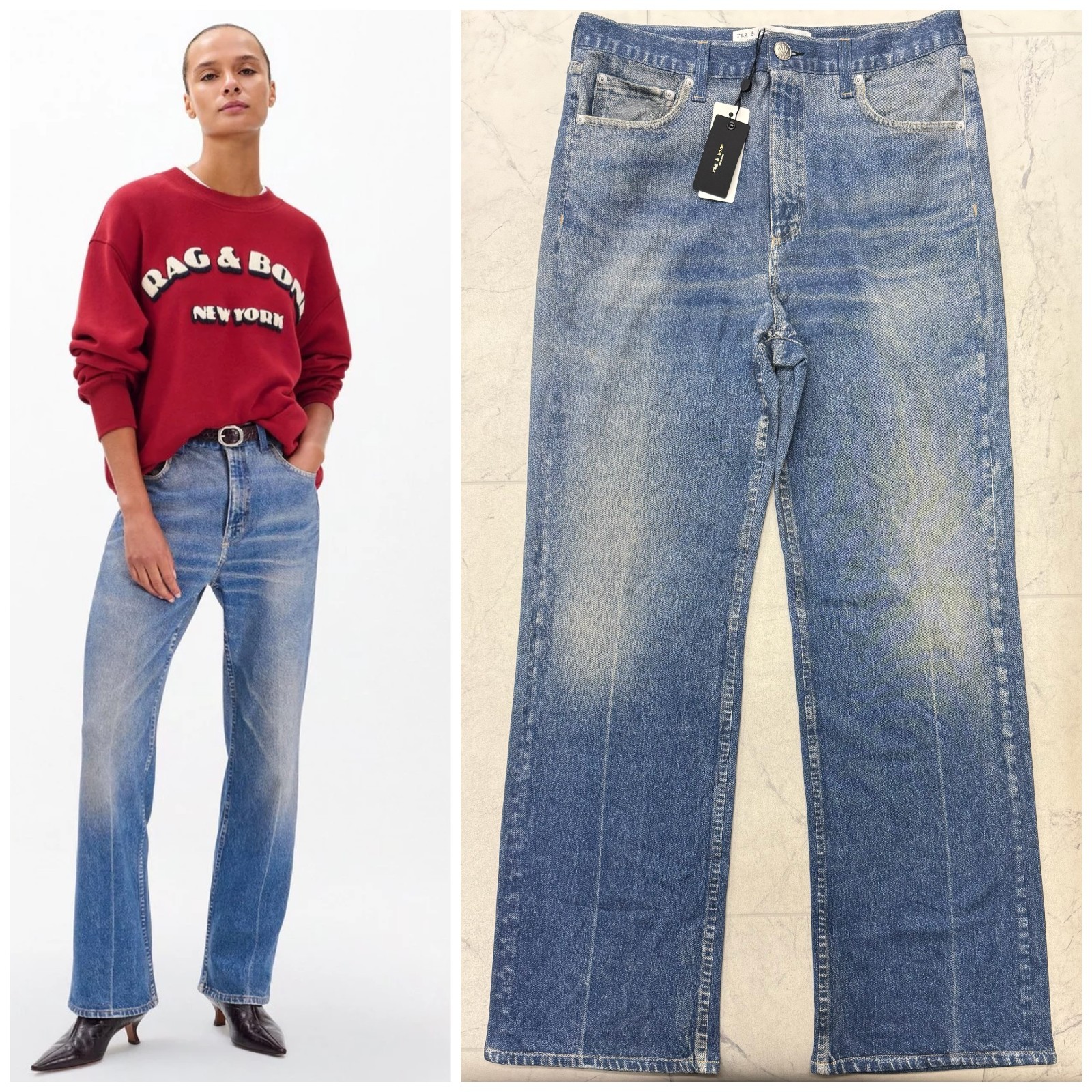 NWT $268 Rag & Bone Women's Miramar Shea Cotton Terry Straight Pant Size: 28