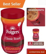 Organic Classic Roast Instant Coffee Jar - 8 Ounce for Iced or Hot Drinks