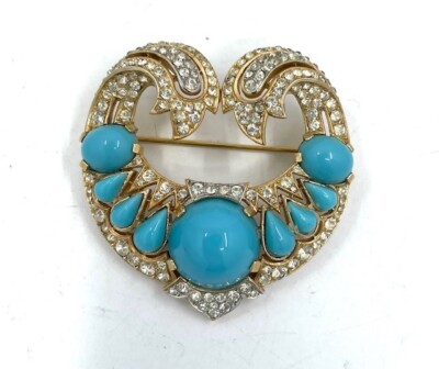 Vtg Crown TRIFARI Alfred Philippe Jewels of India Heart Moghul Brooch Signed