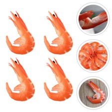 4Pcs Artificial Shrimp Figures Simulated Model Fake Food Props