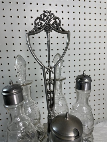 Antica piastra argento WR EPBM pigra Susan Cruet Caddy World A Rogers Vetro Tagliato Placcato - Foto 4 di 12