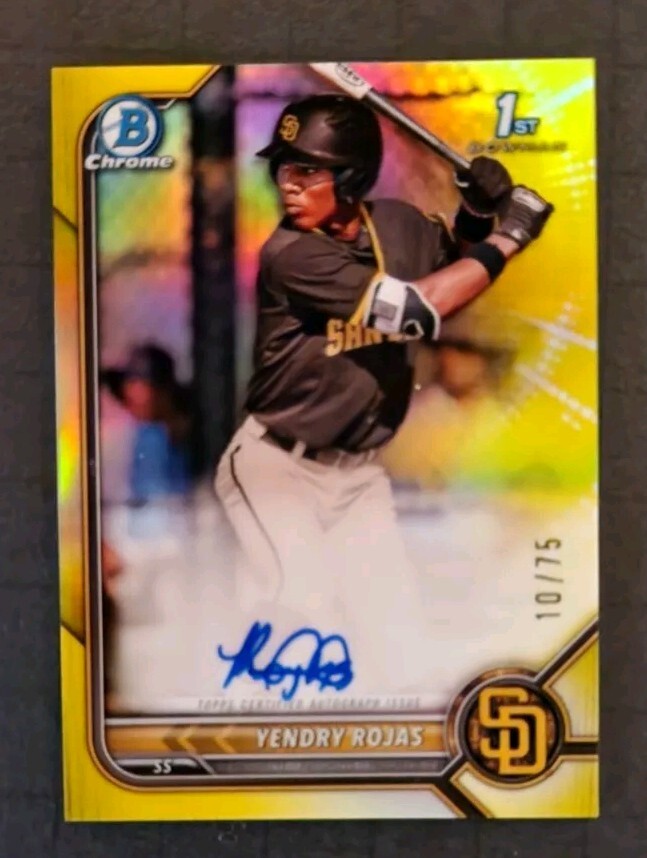 2022 Bowman Chrome 1st CPA-YR  Yendry Rojas Yellow Refractor Auto SP  #/75