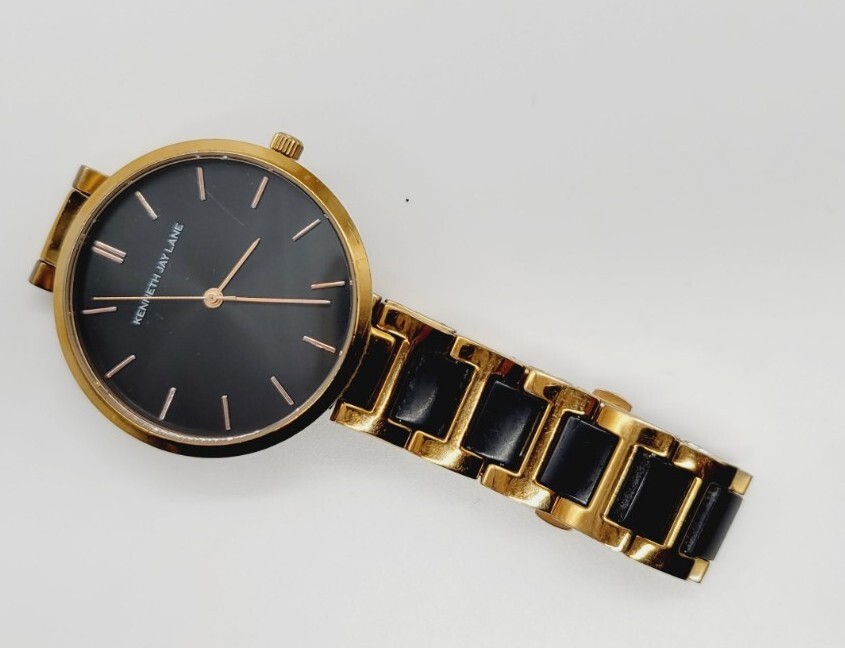 Kenneth Jay Lane Watch Womens Stainless Steel Black Bronze 5ATM