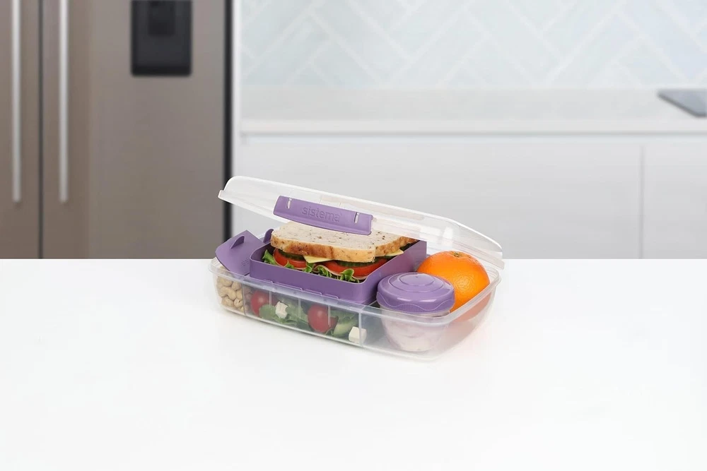 Clear 1.76L Bento Box with Secure Locking Clips for Easy Food Storage