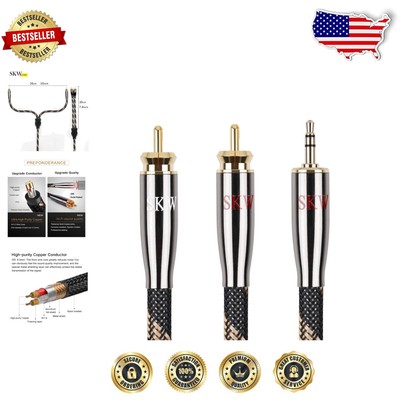 High-Performance Audiophile Copper Audio Cable 16.4ft - 3.5mm to RCA Adapter