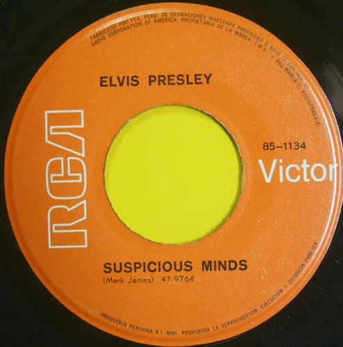 ELVIS PRESLEY "Suspicious Minds / In the Ghetto" RCA Victor '78 PERU 45
