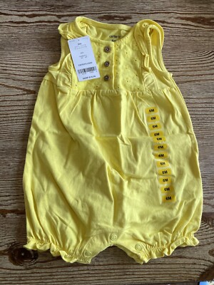Carters Baby Yellow  Bodysuit 6 Months