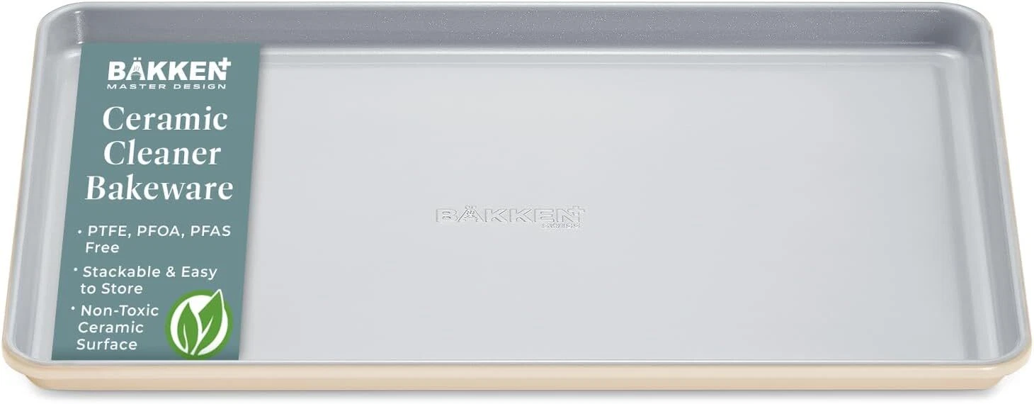 Premium Non-Stick Ceramic Baking Sheet Pan Medium Size (15.5 in. L x 10 in. W) – Cream - Thumbnail 5