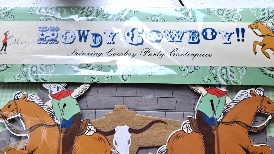 Howdy Cowboy Birthday Party Table Spinning Centerpiece Decoration New - Image 2 of 4