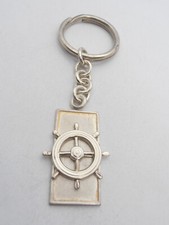 Rudder: 925 Silver Keychain - Large Size - Navy - Nautical - Sailors