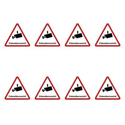 KLEBERIO 8 SELBSTKLEBENDER PVC AUFKLEBER SEHR KLEIN Videoüberwachung 27 x 25mm