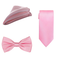 Men's Satin Slim Neck Tie Pocket Handkerchief Bow Tie Pocket Square Gift Wedding