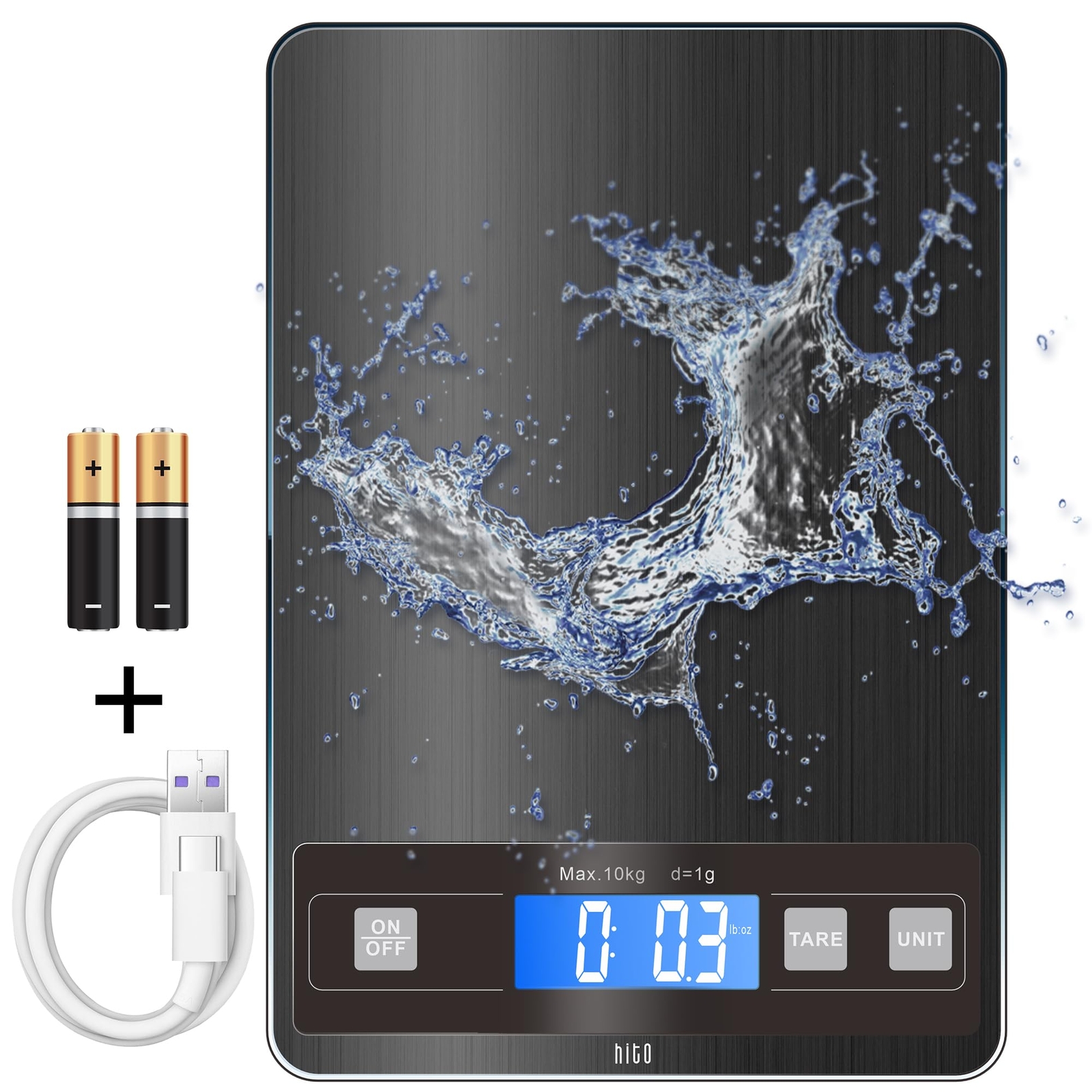 Food Scale 22lb Digital Kitchen Scale Weight Grams and oz Rechargeable Waterp...-image