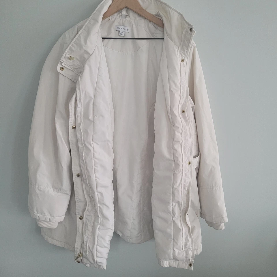 Abrigo de invierno Susan Graver para mujer 2X doble cremallera blanco Foto 3 de 4