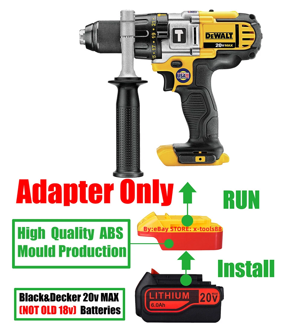 X-Adapter 1x Adapter for DeWalt 20v MAX XR Cordless Tools Works On Black &  Decker 20v MAX LBXR20 (No…See more X-Adapter 1x Adapter for DeWalt 20v MAX