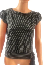 Woman's  Luna Chix Black and White Stripped Knit Blouse/Top Size L