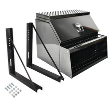 25"X28"X30" Side Mount Truck Tool Saddle Step Box+2pcs 24"x24" Mounting Bracket