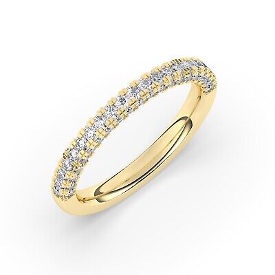 E/VS, Lab-Grown Round Cut Diamond Half Eternity Ring in 18K Yellow Gold ...