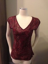Banana Republic Navy Blue Maroon Sheer Overlay Top Shirt Small Excellent