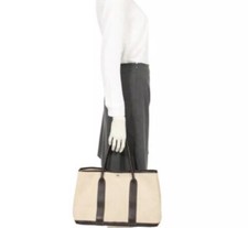 Borsa Hermes giardino festa tote tote tote toile 36 tela pelle cioccolato borsetta