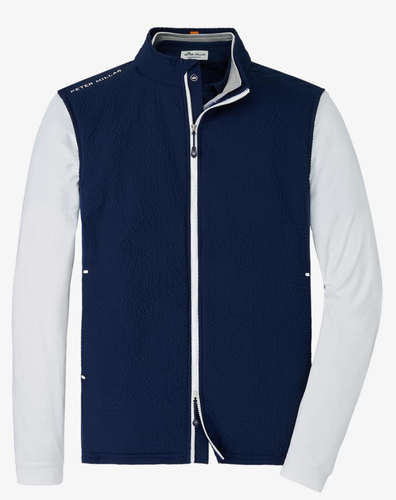 PETER MILLAR Crown Sport Performance Seersucker Hybrid Vest Full Zip NAV XL $200