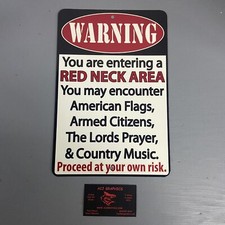 Warning NO TRESPASSING REDNECK AREA FUNNY TIN SIGN 2ND AMENDMENT MAN CAVE SIGN