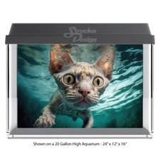 Grey Orange Cat Swimming Polyester Fish Tank Glass Backdrop Aquarium Background