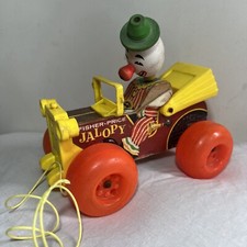 Vintage Fisher Price Jalopy Wooden Clown Car 7  1965