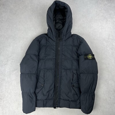 Stone Island Crinkle Reps Daunen gefütterte Jacke marineblau Mantel Small 3291