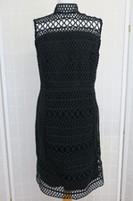 M&S Collection Dress Size 12 Black Geometric Lace High Neck Sleeveless