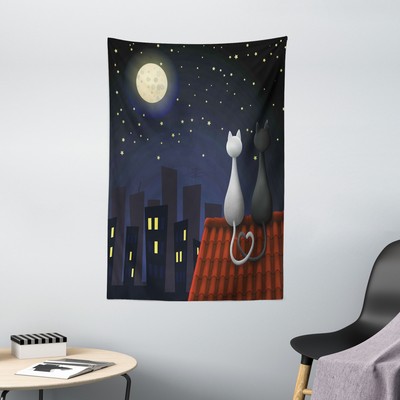 Cat Tapestry Stray Cat on a Rooftop Print Wall Hanging Decor