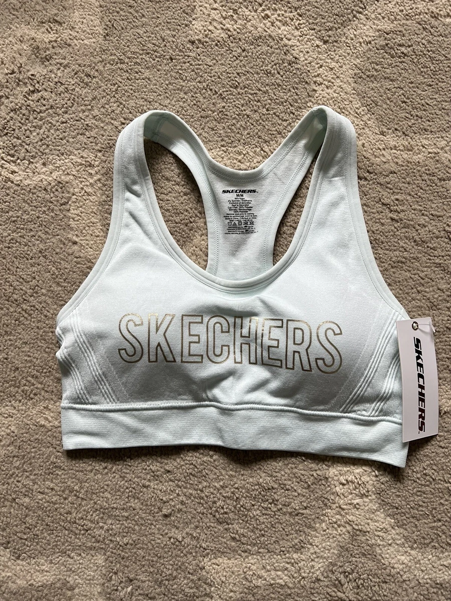 Skechers Women's Seamless 4-Way Stretch Super Soft Sport Bra Size Med Mint  New