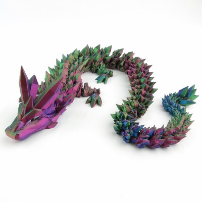 Crystal Dragon - 3D Printed Articulated Fantasy Toy - Unique Gift for Collectors