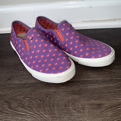 UGG Blue Slip On Fur Lined Canvas Shoes Sneakers Purple Pink