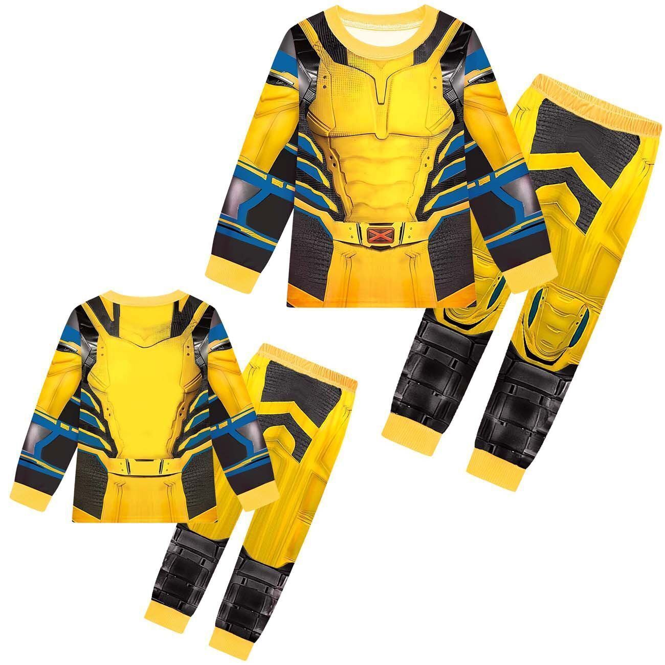 Kids Deadpool & Wolverine Pyjamas Set Cosplay Costume Long Sleeved T-shirt+Pants image 4