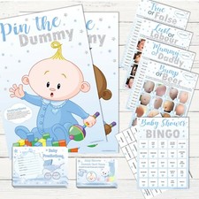 ESTRELLAS AZULES - Juegos de baby shower, bingo, predicciones, pin el maniquí, lujurioso niño laborista