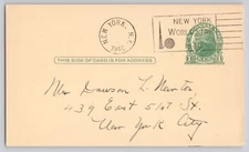 1940 Postal Card THe Opportunity Shop 46 West 47th New York City World's Fair