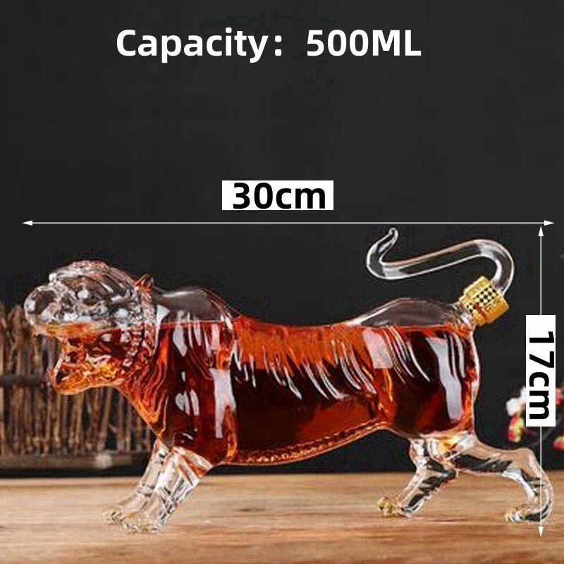 500ML/1000ML Tiger Barware Lead Free Whiskey Decanter for Liquor Scotch Bourbon - Picture 4 of 6