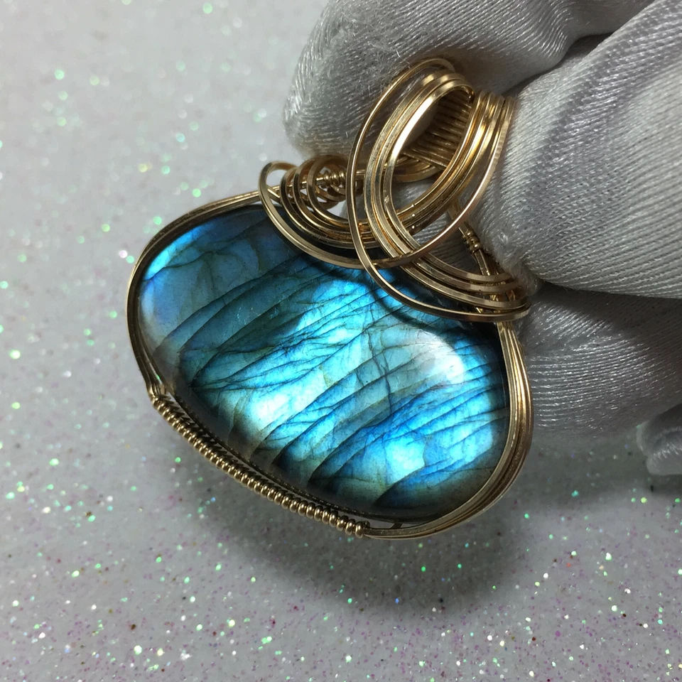 Collar Colgante Amor Labradorita Oro 14K - Joyería Llena 1G1 ZP Foto 3 de 4