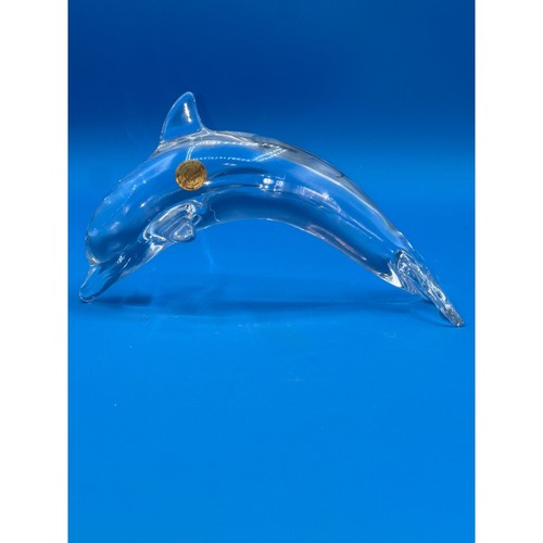 Cristal D'Arques 24% Leaded Crystal Dolphin Clear Paperweight Art Glass