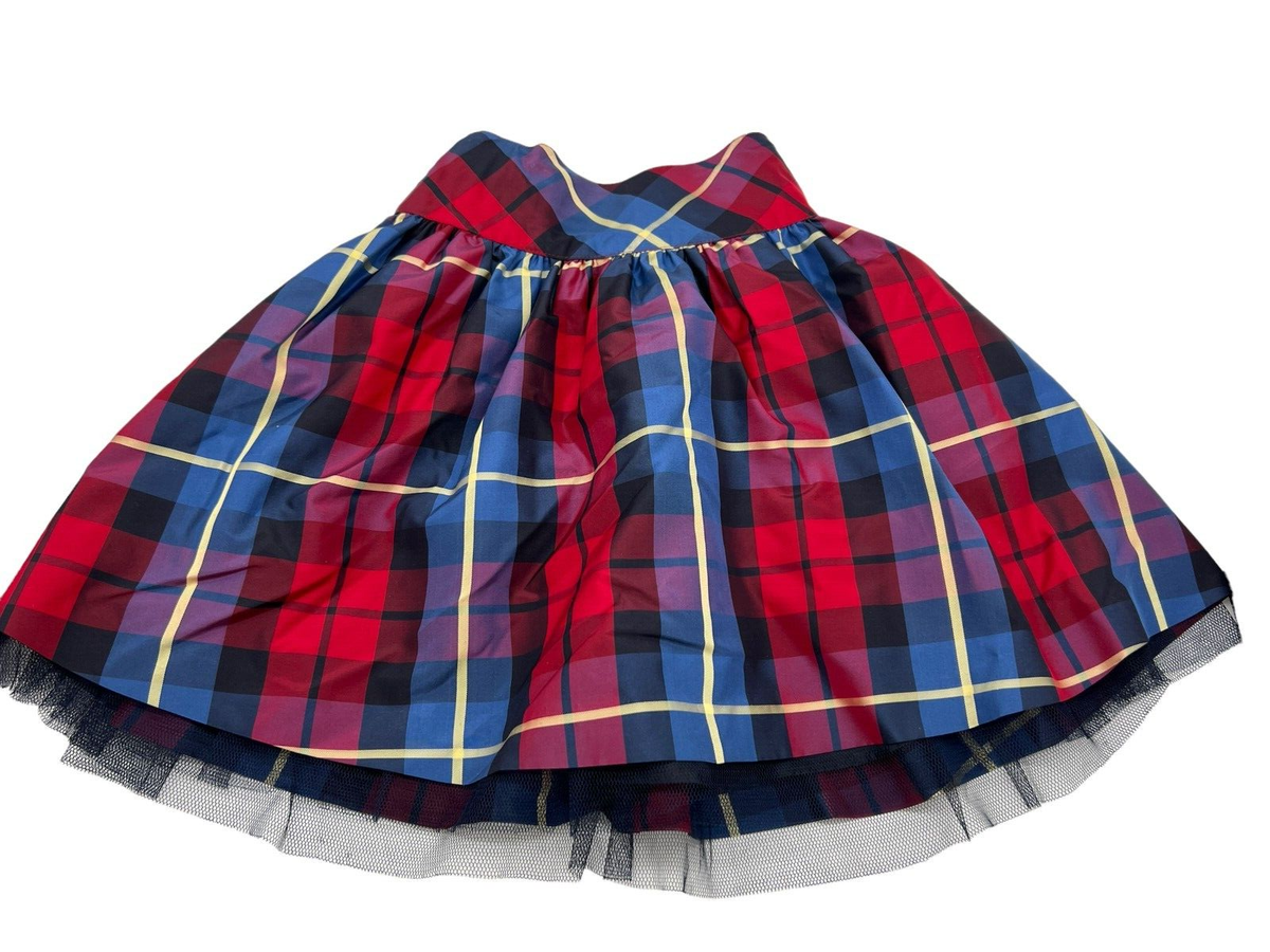 Plaid Skirt 4t Khaki Skirt Lands End Red Blue Plaid 100% Silk
