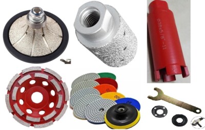 stone concrete 3/4'' Half Bullnose countertop sink hole cut polish grinding drum