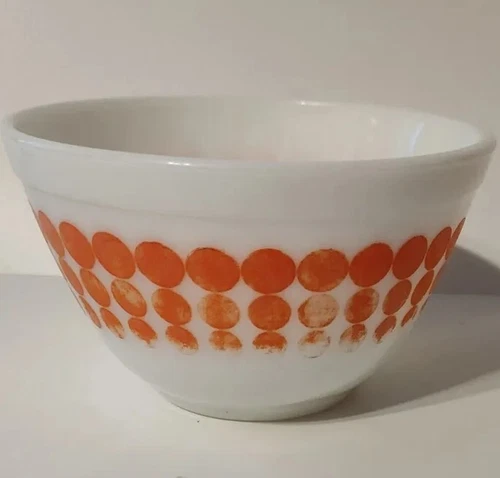Vintage Pyrex Orange Polka Dot Small 1 1/2 Pint Nesting Mixing Bowl  #401