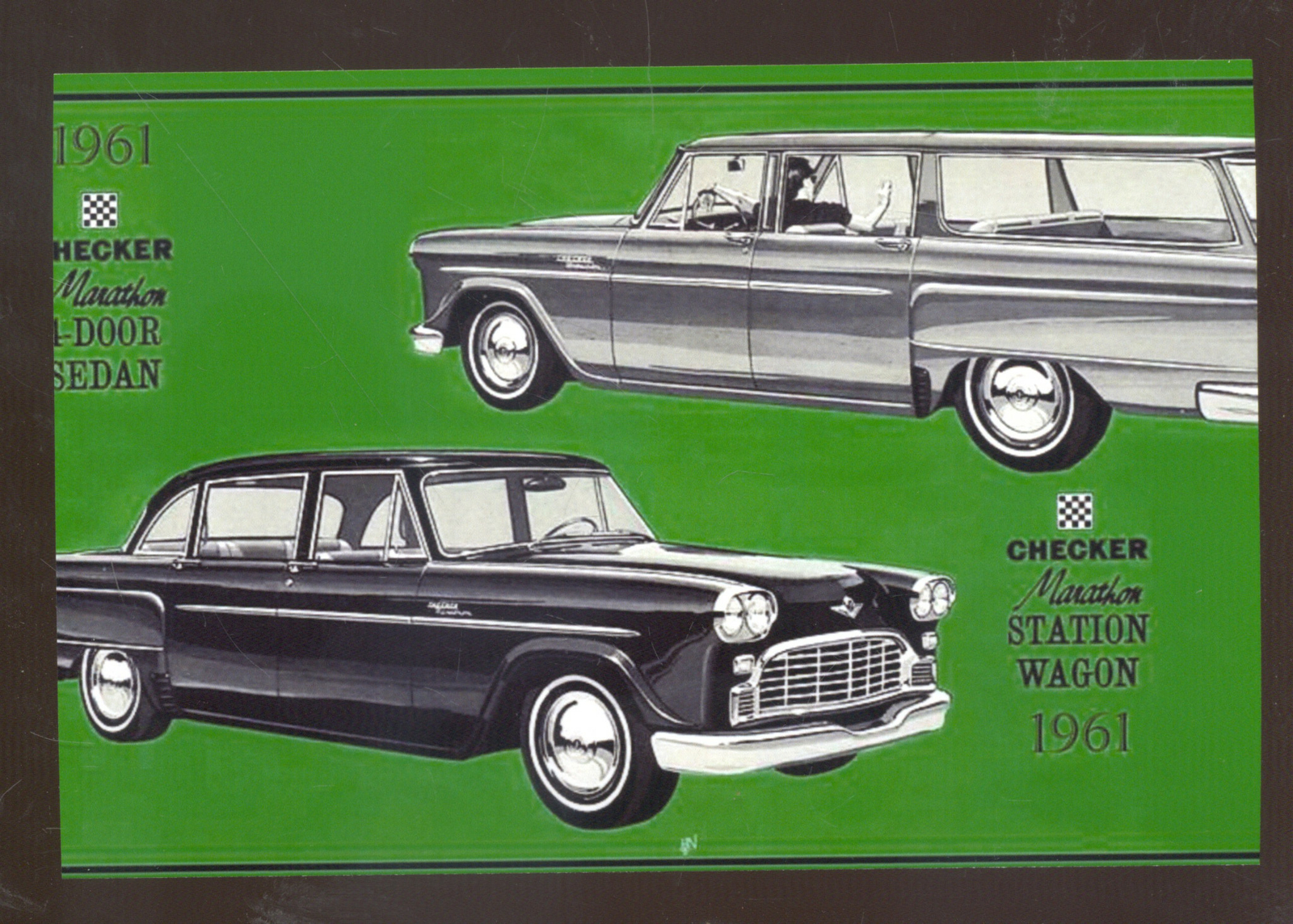1961 CHECKER MARATHON STATION WAGON CAR DEALER ADVERTISING POSTCARD ...