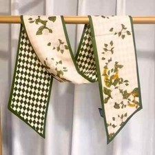 6"x59"White Camellia Print 30 Silk70 Cashmere Thin Two Layers Long Scarf16x150cm