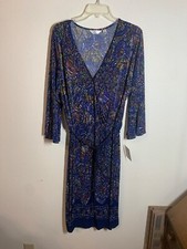 NWT Mlle Gabrielle Dress Business Casual Colorful Blue Office Women Plus Size 2X