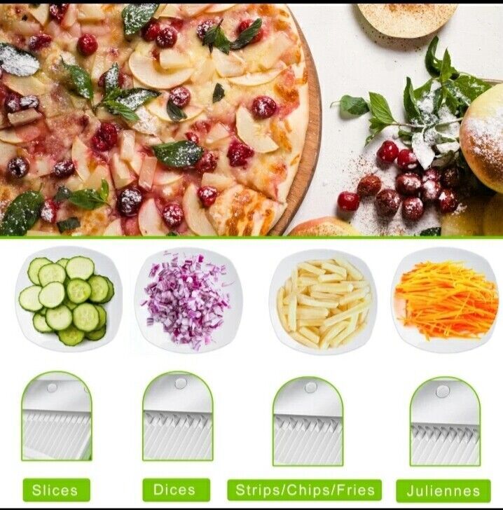 Affettatrice A Mandolina Sicura Con 4 Lame, 40 Livelli Di Spessore, Contenitore E Ricettario - Per Verdure E Frutta