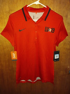 NIKE Womens Top Medium Red Polo Shirt WNBA Las Vegas 2019 All