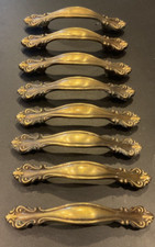 Lot of 8 VTG Amerock 644-1 Brass Gold Drawer Pulls Cabinet 5" Handles / 3" COC